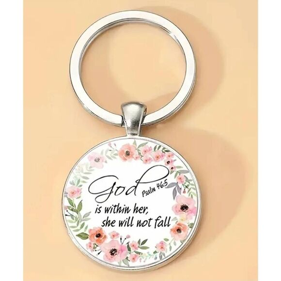 God is Within Her Keychain - Faith Religious Keychain - Picture 2 of 5